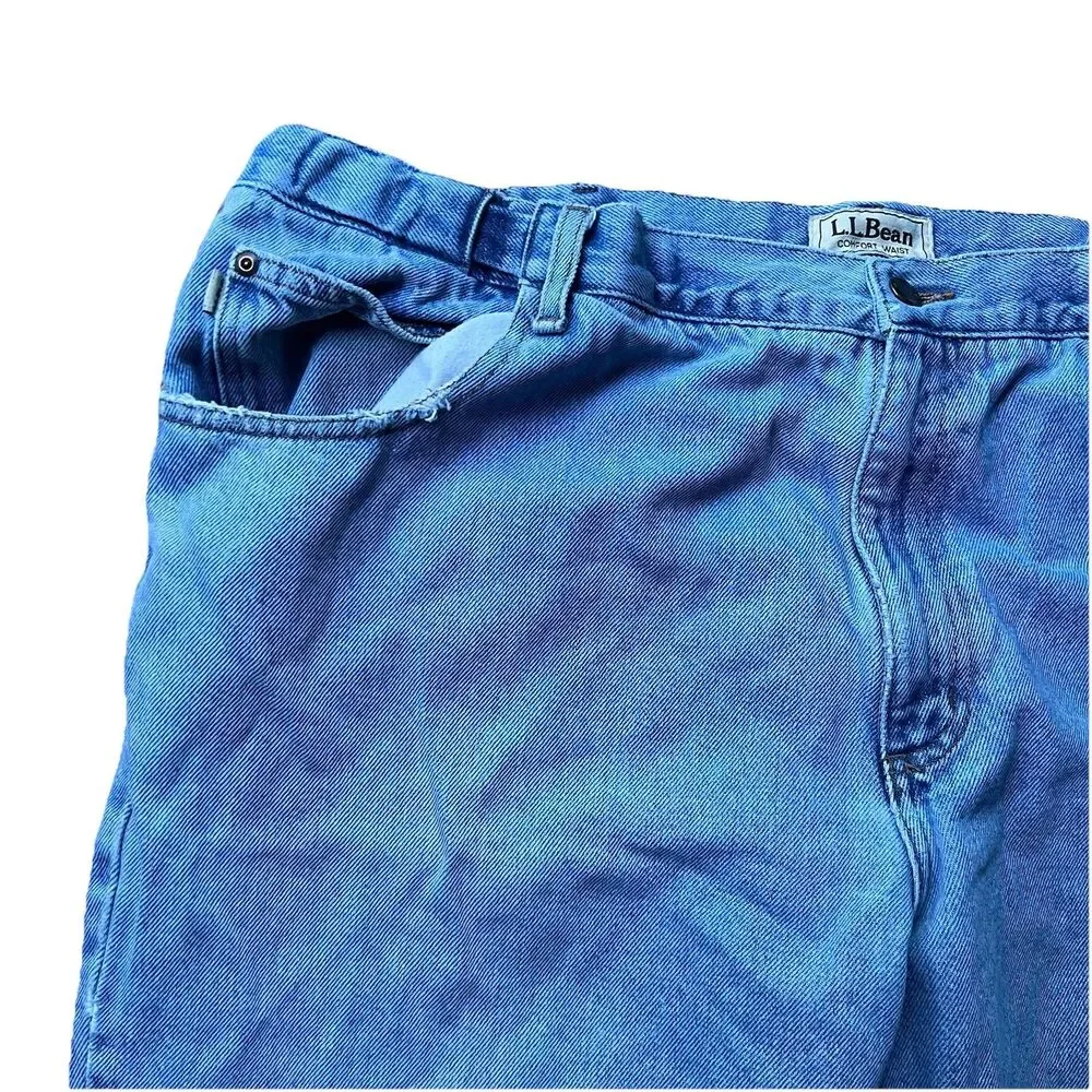 LL Bean Double L Hidden Comfort Waist Natural Fit Denim Blue Jeans Men's 42x32